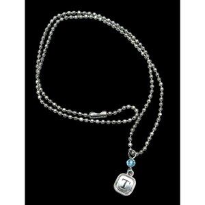 Minimalist Letter T Pendant Necklace With Blue Accent Bead